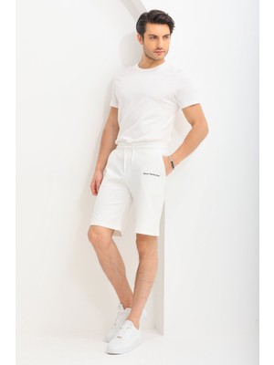 Penye Bizden Erkek Regular Fit %100 Pamuk Şort-Beyaz