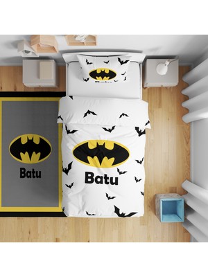 Adenka Home Isme Özel, Batman  Desen Tek Kişilik Nevresim Seti