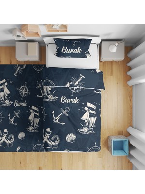 Adenka Home Isme Özel, Marine Desen Tek Kişilik Nevresim Seti