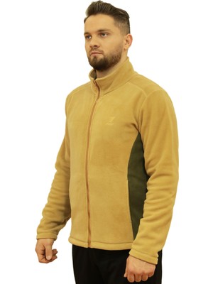 Joxly JXLY-PLR09-CMLHKİ Çift Renk Camel-Haki Tam Fermuarlı Unisex Polar