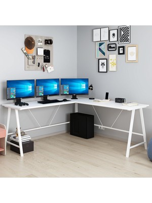 Minar Team L Köşe Çalışma Masası - Beyaz