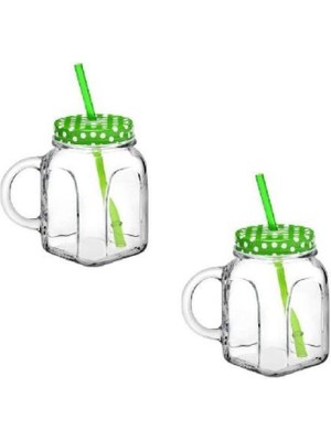 Paşabahçe 80388 Pipetli Yeşil Kapaklı Kulplu Kupa 450 cc 2 Li