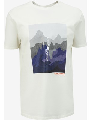 Discovery Expedition Beyaz Erkek Relaxed Baskılı T-Shirt D4SM-TST3267