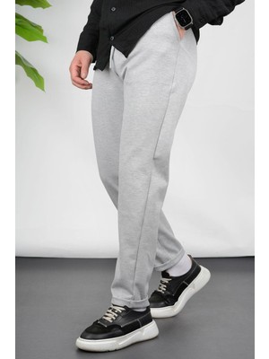 Edwox Erkek Double Paça Beli Lastikli Relax Fit Jogger Pantolon Gri EDW036