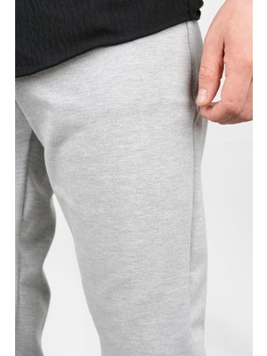 Edwox Erkek Double Paça Beli Lastikli Relax Fit Jogger Pantolon Gri EDW036