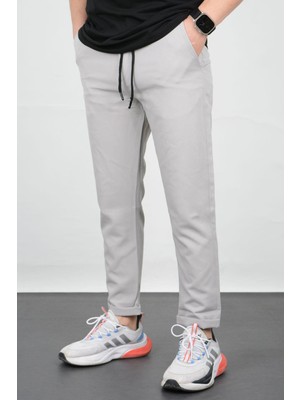 Edwox Erkek Slim Fit Beli Lastikli Double Paça Jogger Pantolon Gri EDW073