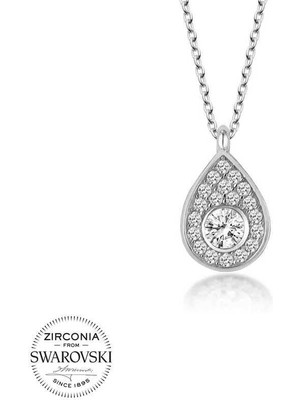 Serra Jewels Swarovski Taşlı Gümüş Damla Tektaş Bayan Kolye