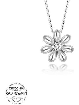 Serra Jewels Swarovski Taşlı Gümüş Papatya Bayan Kolye