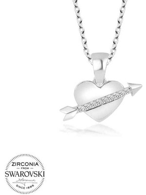 Serra Jewels Swarovski Taşlı Gümüş Kalp Bayan Kolye