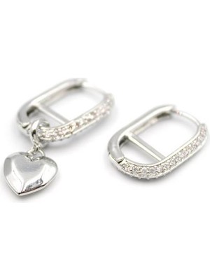 Öfi Kalp Sallantılı Küpe - Gümüş