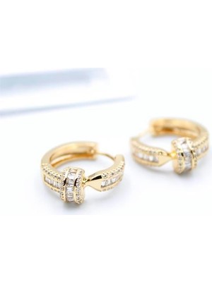 Öfi Taşlı Çivi Küpe - Altın