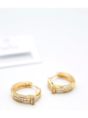 Öfi Taşlı Halka Küpe - Altın