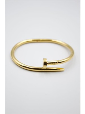 Öfi Taşsız Çivi Çelik Bilezik - Altın