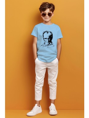Adabebek Kemal Atatürk Imzalı Gölgeli Baskılı Erkek Çocuk T-Shirt