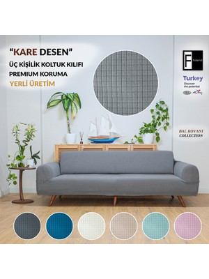 Faiend Koyu-Gri Likrali Esnek 3 Kişilik Koltuk Örtüsü Streç Lastikli Çekyat kanepe kılıfı Modern Koltuk Kılıfı