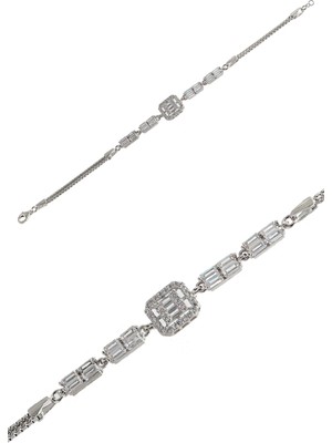 Midyat Nurtaş Gümüş Baget Kesim Zirkon Taşlı 925 Ayar Gümüş Kadın Bileklik 201022944