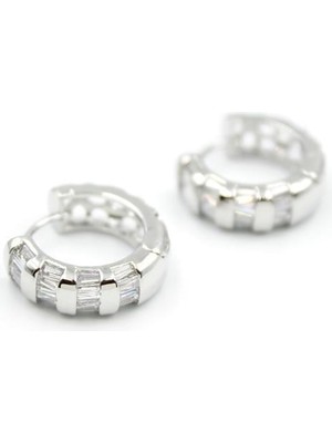 Öfi Taşlı Halka Küpe - Gümüş