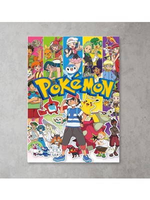 Poster City Pokemon Anime Dizi Film Posteri-Çerçevesiz Parlak Fotoğraf Kağıdı