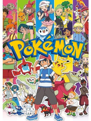 Poster City Pokemon Anime Dizi Film Posteri-Çerçevesiz Parlak Fotoğraf Kağıdı