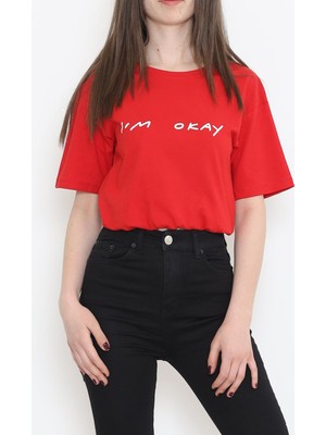 1 Dünya Shop Beli Lastikli Crop Tişört Kırmızı - 16550.1567.