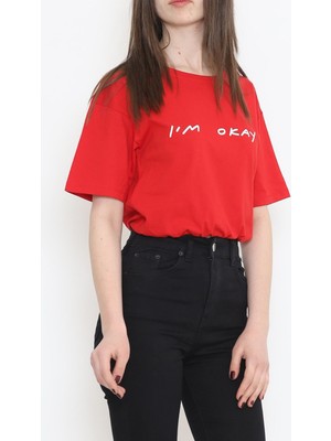 1 Dünya Shop Beli Lastikli Crop Tişört Kırmızı - 16550.1567.