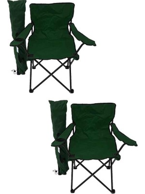 Kulvar AVM 2'li Katlanır Sandalye Taşıma Çantalı Kamp Piknik Sandalyesi Yeşil