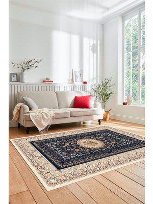 Evdeya Şık Klasik Desen Dijital Kaymaz Taban Yıkanabilir Yolluk Mutfak Salon Halısı, Klasik-14-Krem,