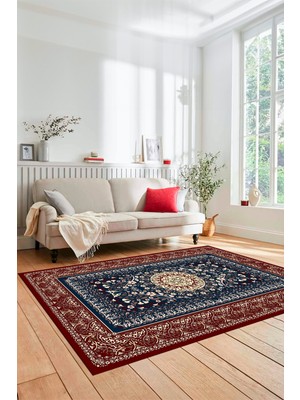 Evdeya Şık Klasik Desen Dijital Kaymaz Taban Yıkanabilir Yolluk Mutfak Salon Halısı, Klasik-14-Bordo,