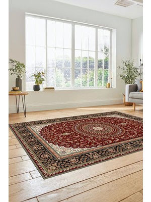 Evdeya Klasik Desenli Dijital Kaymaz Yıkanabilir Yolluk Mutfak Koridor Salon Halısı, Klasik-21-Bordo,