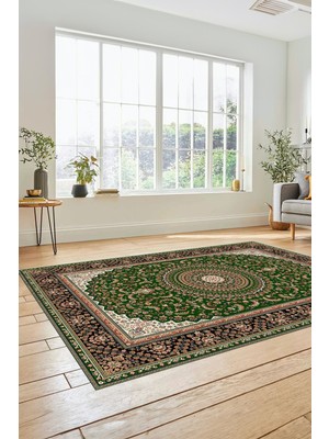 Evdeya Klasik Desenli Dijital Kaymaz Yıkanabilir Yolluk Mutfak Koridor Salon Halısı, Klasik-21-Yeşil,