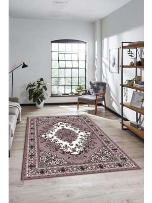 Evdeya Klasik Desenli Dijital Kaymaz Yıkanabilir Yolluk Mutfak Salon Halısı, Klasik-23-Bordo,