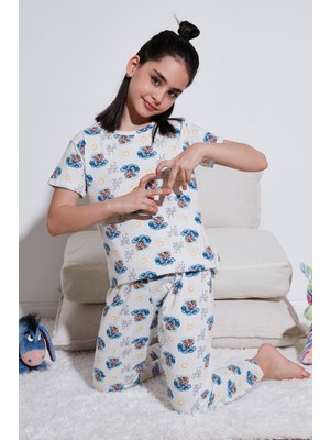 Lela % 100 Pamuk Bisiklet Yaka Kısa Kollu Pijama Takımı Kız Çocuk Pijama Takımı 6651004