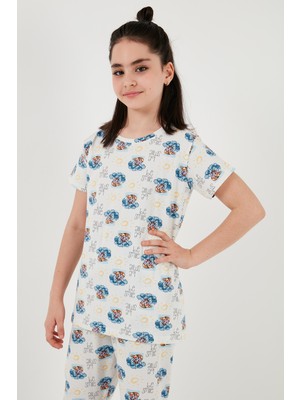 Lela % 100 Pamuk Bisiklet Yaka Kısa Kollu Pijama Takımı Kız Çocuk Pijama Takımı 6651004