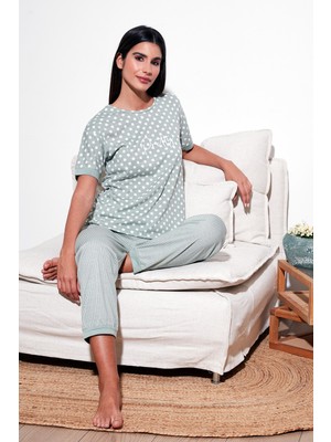 Lela Regular Fit Bisiklet Yaka Kısa Kollu Pijama Takımı Bayan Pijama Takımı 65790130