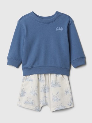 Gap Erkek Bebek Mavi Keten Karışımlı Gap Logo Outfit Set