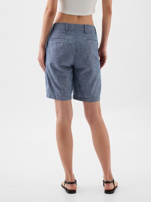 Gap Kadın Mavi 9" Downtown Chambray Bermuda Şort