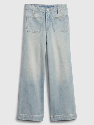 Gap Kız Çocuk Açık Mavi High Rise Wide-Leg Ankle Jean Pantolon