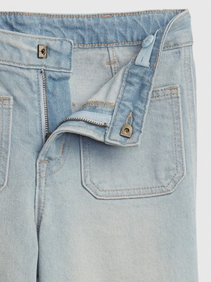 Gap Kız Çocuk Açık Mavi High Rise Wide-Leg Ankle Jean Pantolon