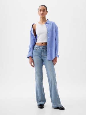 Gap Kadın Mavi High Rise '70S Flare Jean Pantolon