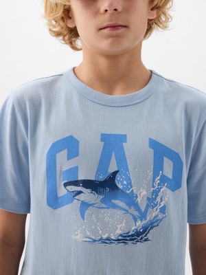 Gap Erkek Çocuk Mavi Gap Logo Grafikli T-Shirt