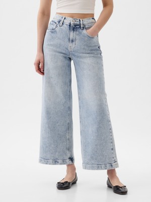 Gap Kadın Açık Mavi High Rise Stride Wide-Leg Ankle Jean Pantolon