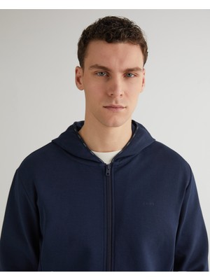 Gant Erkek Lacivert Regular Fit Fermuarlı Logolu Sweatshirt 2524133T.433