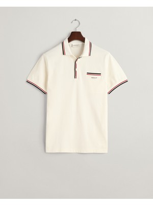 Gant Erkek Krem Regular Fit Çizgili Polo 2013042.113