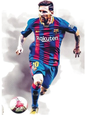 Poster City Messi Illüstrasyon Ünlü Posteri-Çerçevesiz Parlak Fotoğraf Kağıdı