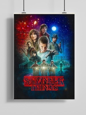 Poster City Stranger Things Dizi Film Posteri-Çerçevesiz Parlak Fotoğraf Kağıdı