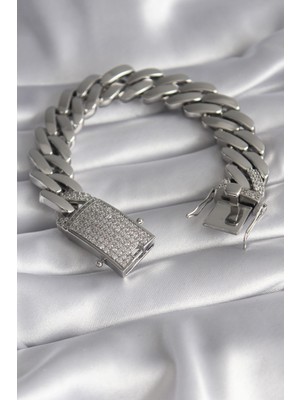 Clariss Pirinç Gümüş Renk Zirkon Taşlı Zincir Vıp Exclusive Seri Gurmet Model Kadın Bileklik