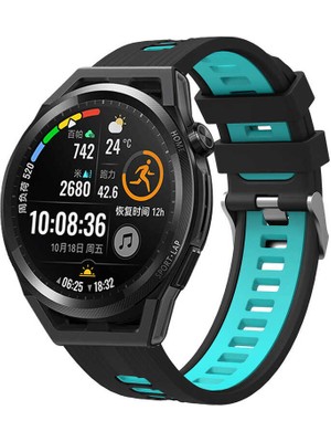 Pilanix Google Ticwatch S2 Wear Os Için 22 mm Çift Katmanlı 2 Renkli Ayarlanabilir Renkli Silikon Kayış-Kordon Krd-55