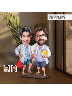 Bk Gift Kişiye Özel Kankalar Karikatürlü Büyük Boy Ahşap Biblo-1 Arkadaşa Hediye , Sevgiliye Hediye, Kişiye Özel Biblolar