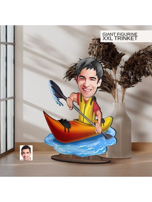 Bk Gift Kişiye Özel Kano Karikatürlü Büyük Boy Ahşap Biblo-2 Arkadaşa Hediye , Sevgiliye Hediye, Kişiye Özel Biblolar