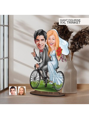 Bk Gift Kişiye Özel Evleniyoruz Karikatürlü Büyük Boy Ahşap Biblo-3 Arkadaşa Hediye , Sevgiliye Hediye, Kişiye Özel Biblolar